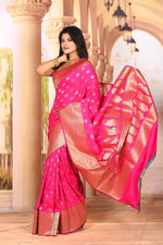 Load image into Gallery viewer, Bright Pink Designer Semi Silk Saree - Keya Seth Exclusive
