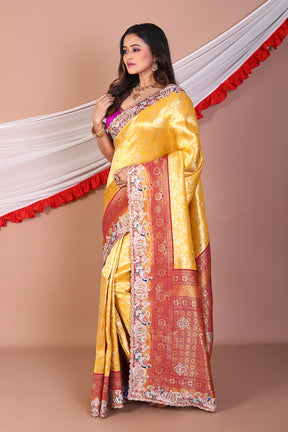 Mustard Blended Tissue Saree - Keya Seth Exclusive