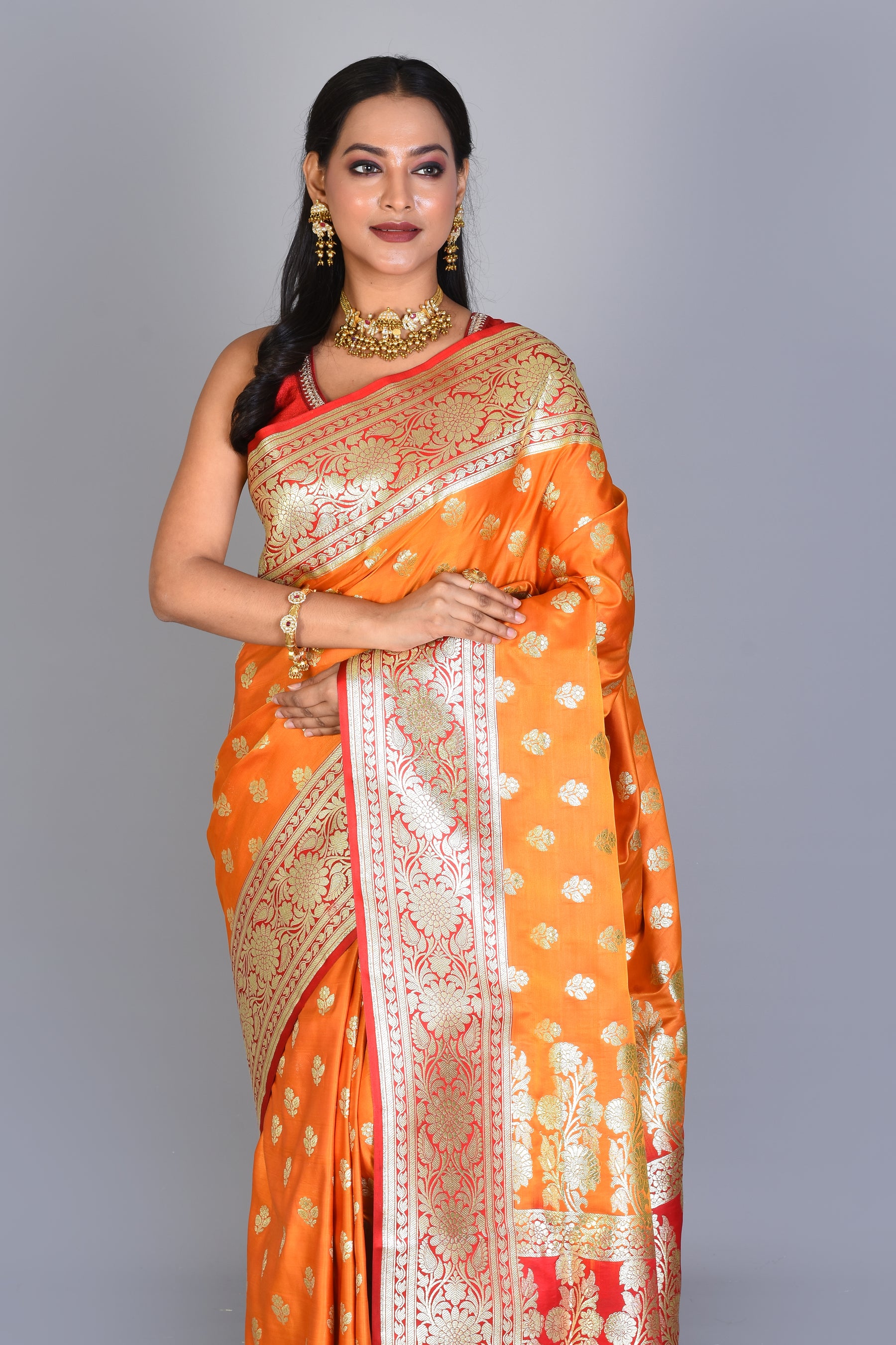 Mustard Banarasi Silk Saree with Blouse Piece - Keya Seth Exclusive