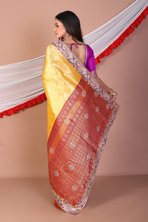 Mustard Blended Tissue Saree - Keya Seth Exclusive