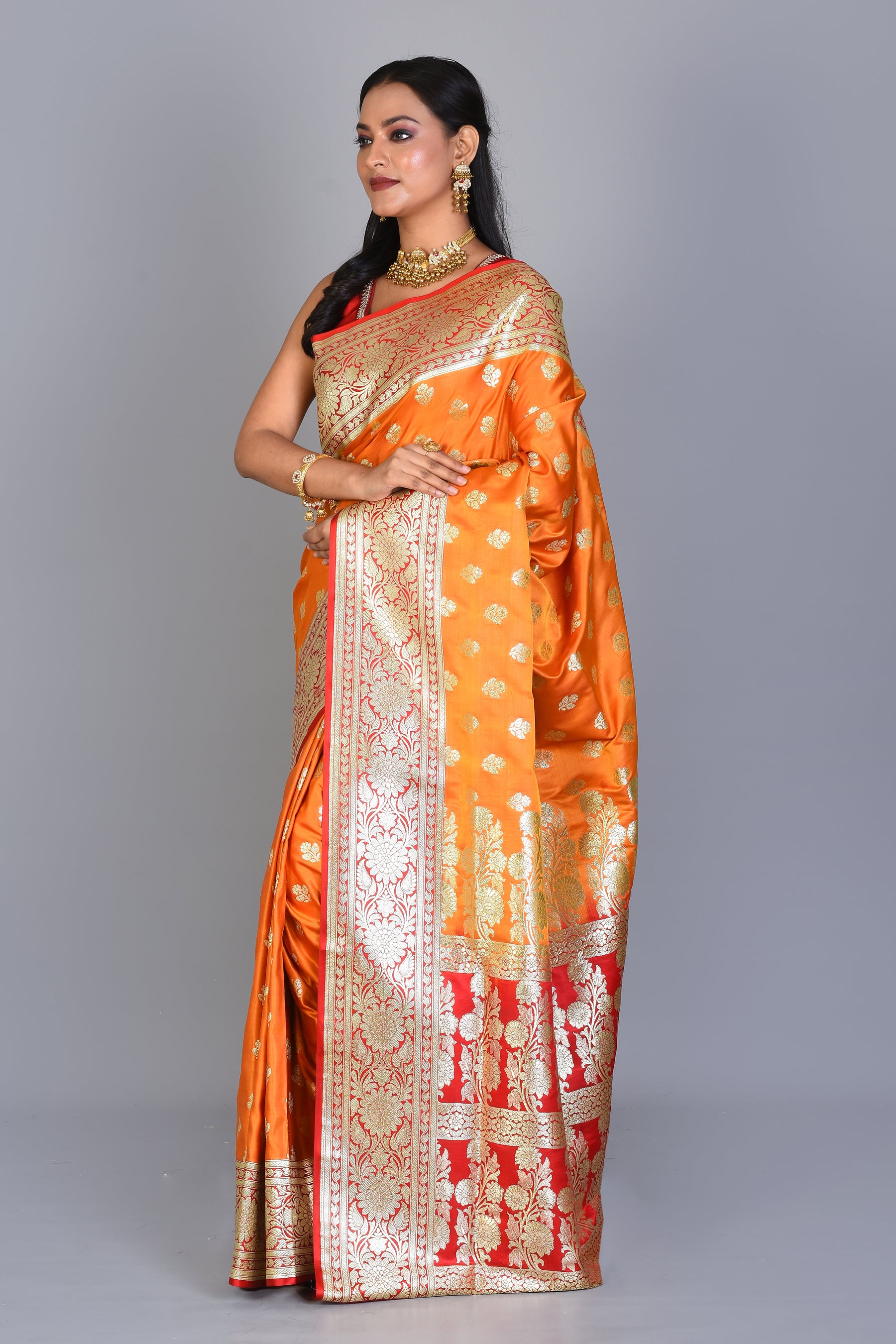 Mustard Banarasi Silk Saree with Blouse Piece - Keya Seth Exclusive