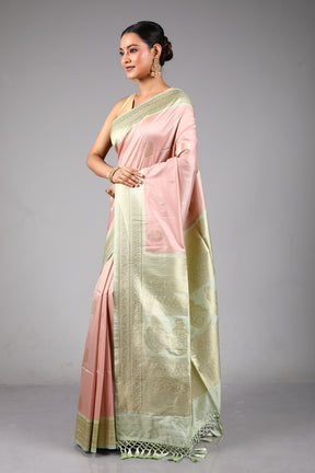 Onion Pink Blended Mashru Silk Saree
