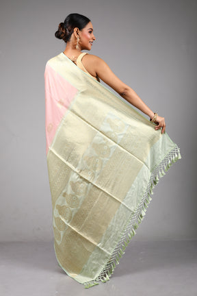 Onion Pink Blended Mashru Silk Saree