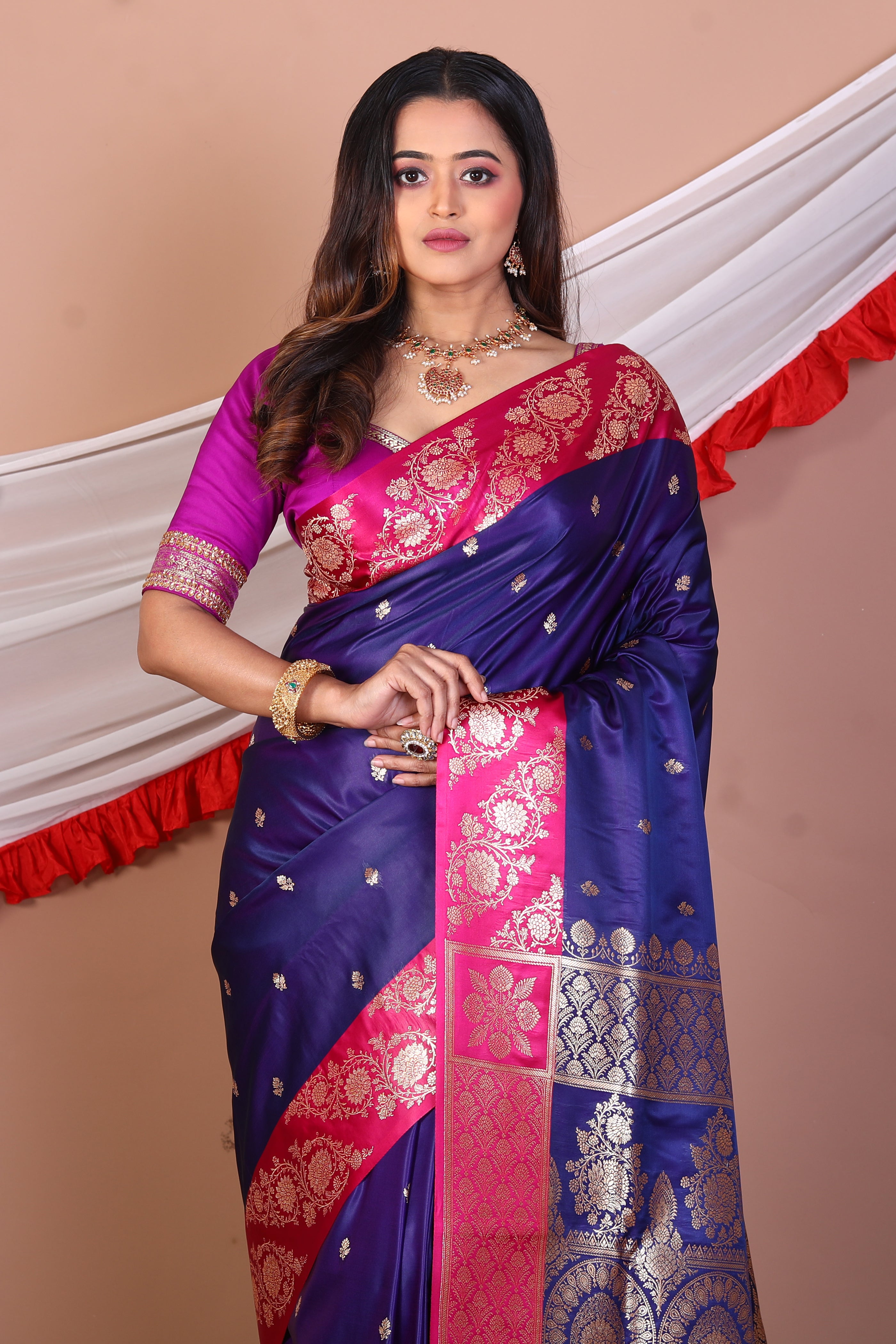 Violet Blended Mashru Silk - Keya Seth Exclusive