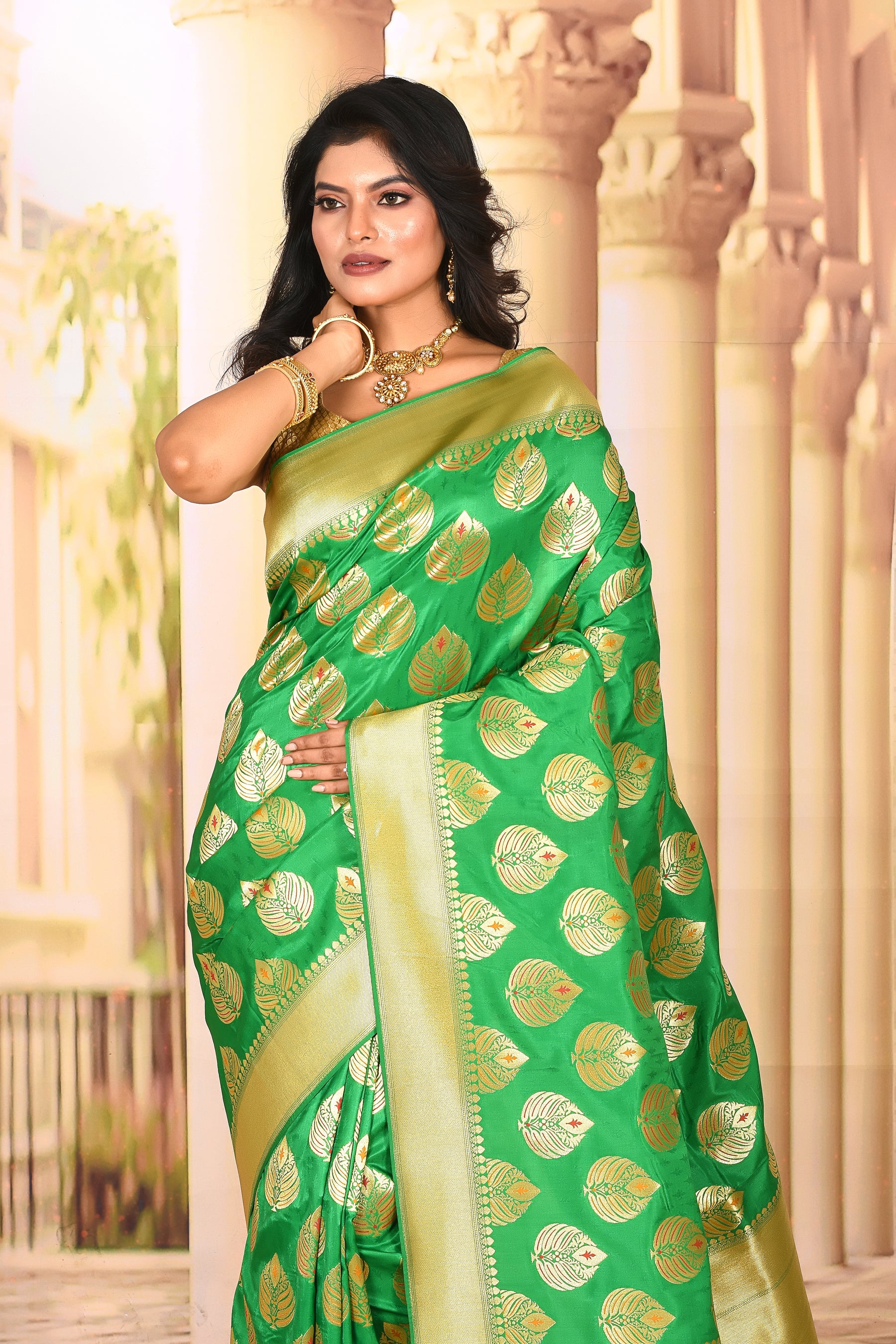 Kelly Green Designer Semi Silk Saree - Keya Seth Exclusive