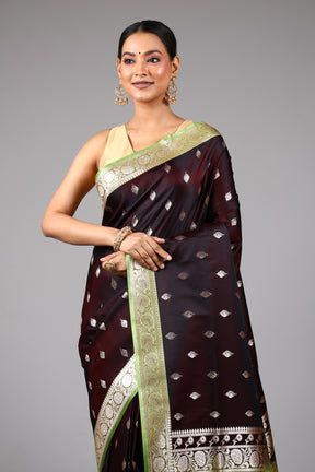 Maroon Blended Satin Silk Saree