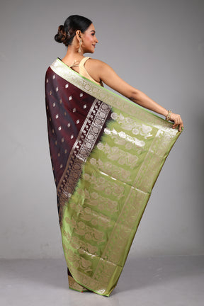 Maroon Blended Satin Silk Saree