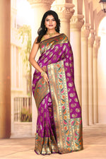 Load image into Gallery viewer, Designer Mauve Semi Silk Saree - Keya Seth Exclusive
