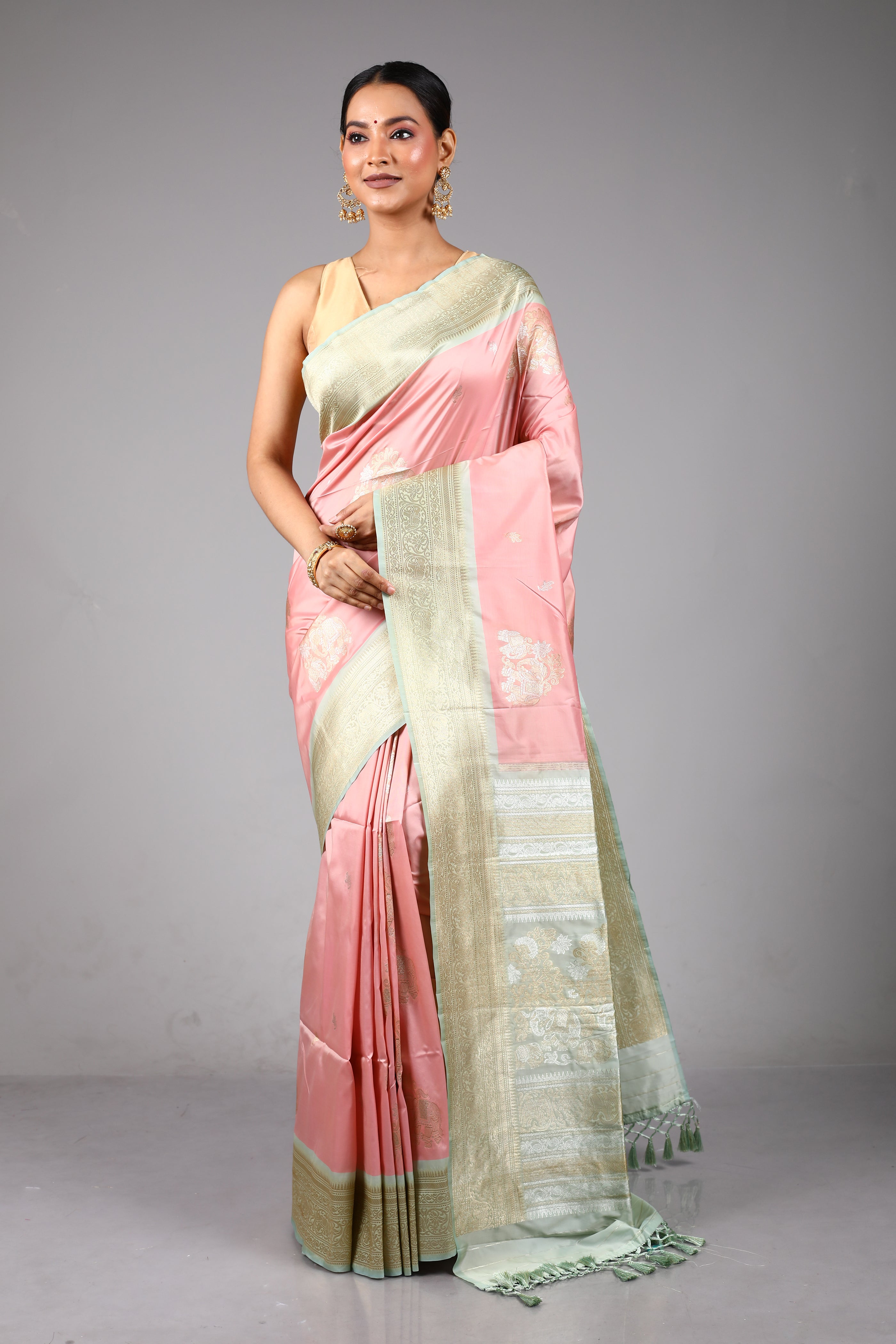 Pink Blended Silk Saree