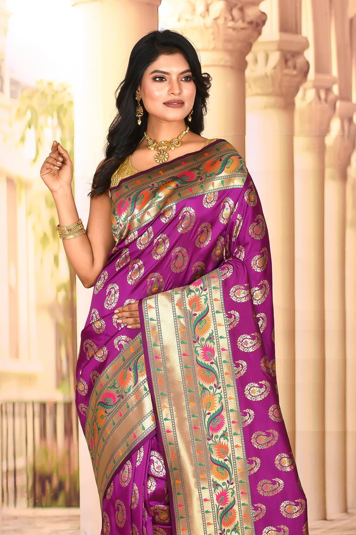 Designer Mauve Semi Silk Saree