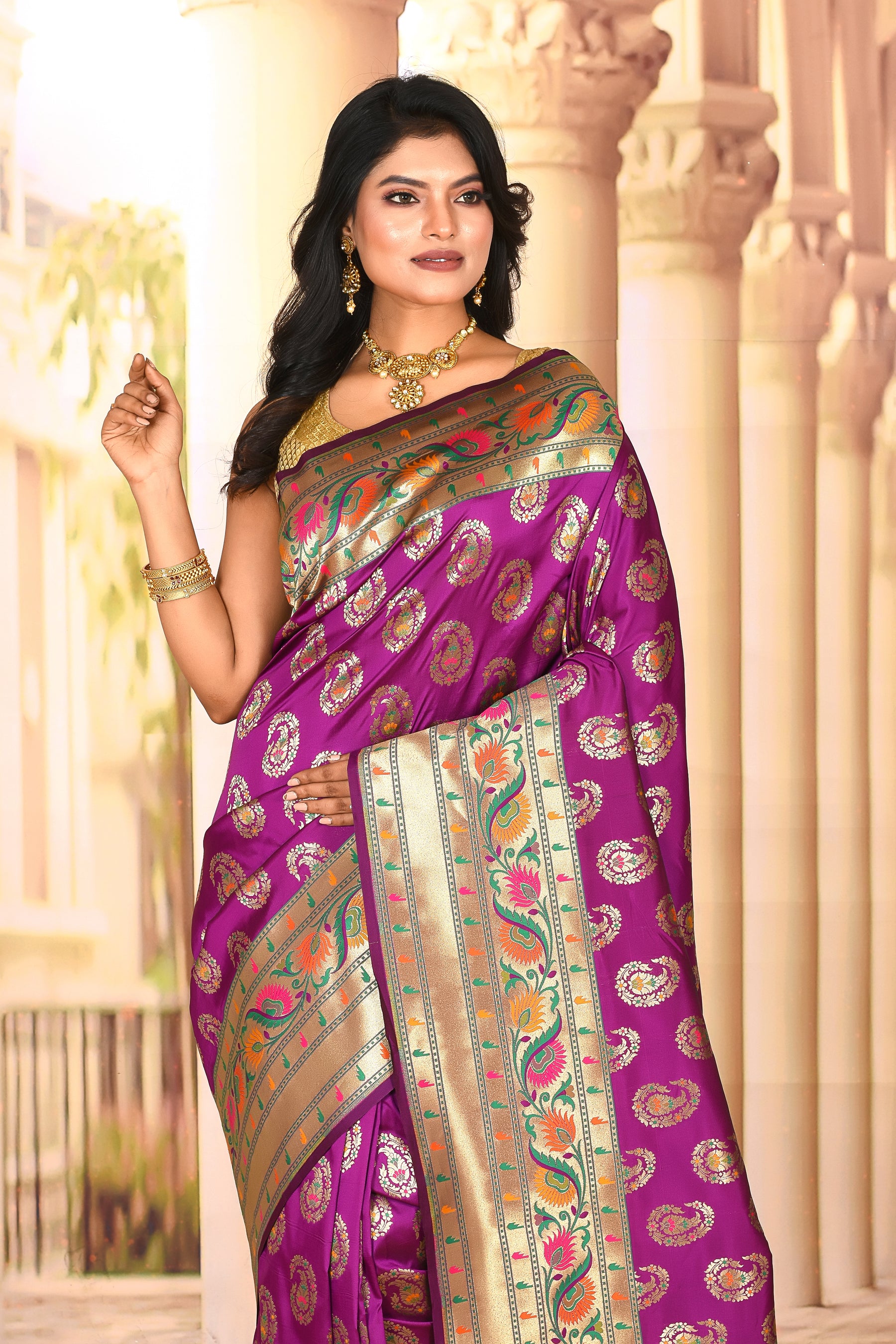 Designer Mauve Semi Silk Saree - Keya Seth Exclusive