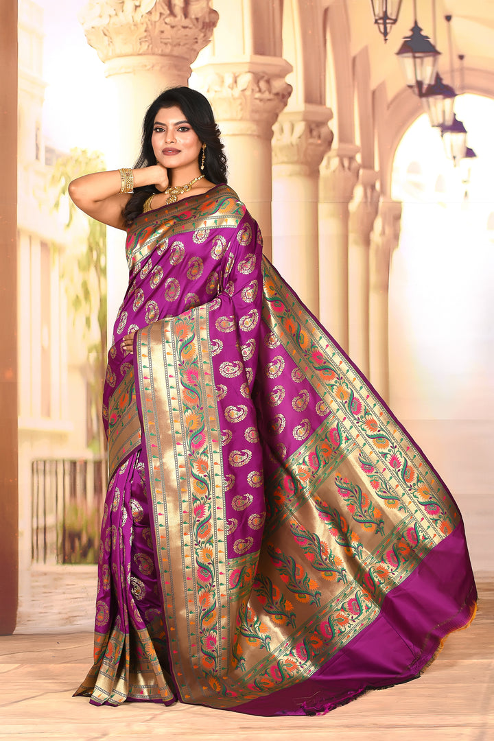 Designer Mauve Semi Silk Saree