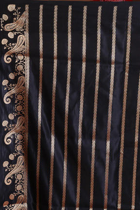 Black Blended Mashru Silk Saree - Keya Seth Exclusive