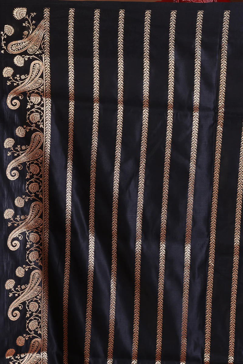 Black Blended Mashru Silk Saree - Keya Seth Exclusive