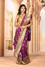 Load image into Gallery viewer, Designer Mauve Semi Silk Saree - Keya Seth Exclusive
