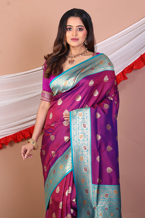 Dual Tone Magenta Blended Mashru Silk - Keya Seth Exclusive