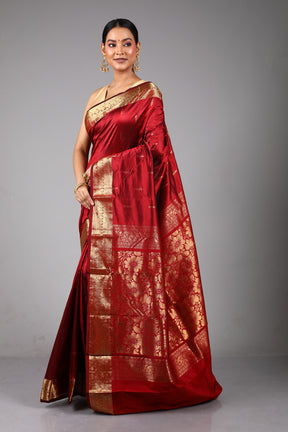 Maroon Pure Kanjivaram Silk Saree