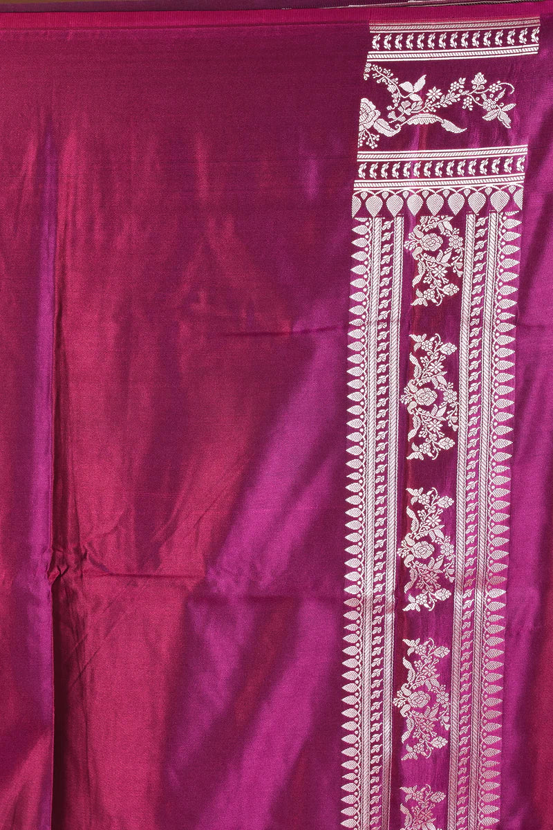 Magenta Blended Mashru Silk Saree - Keya Seth Exclusive