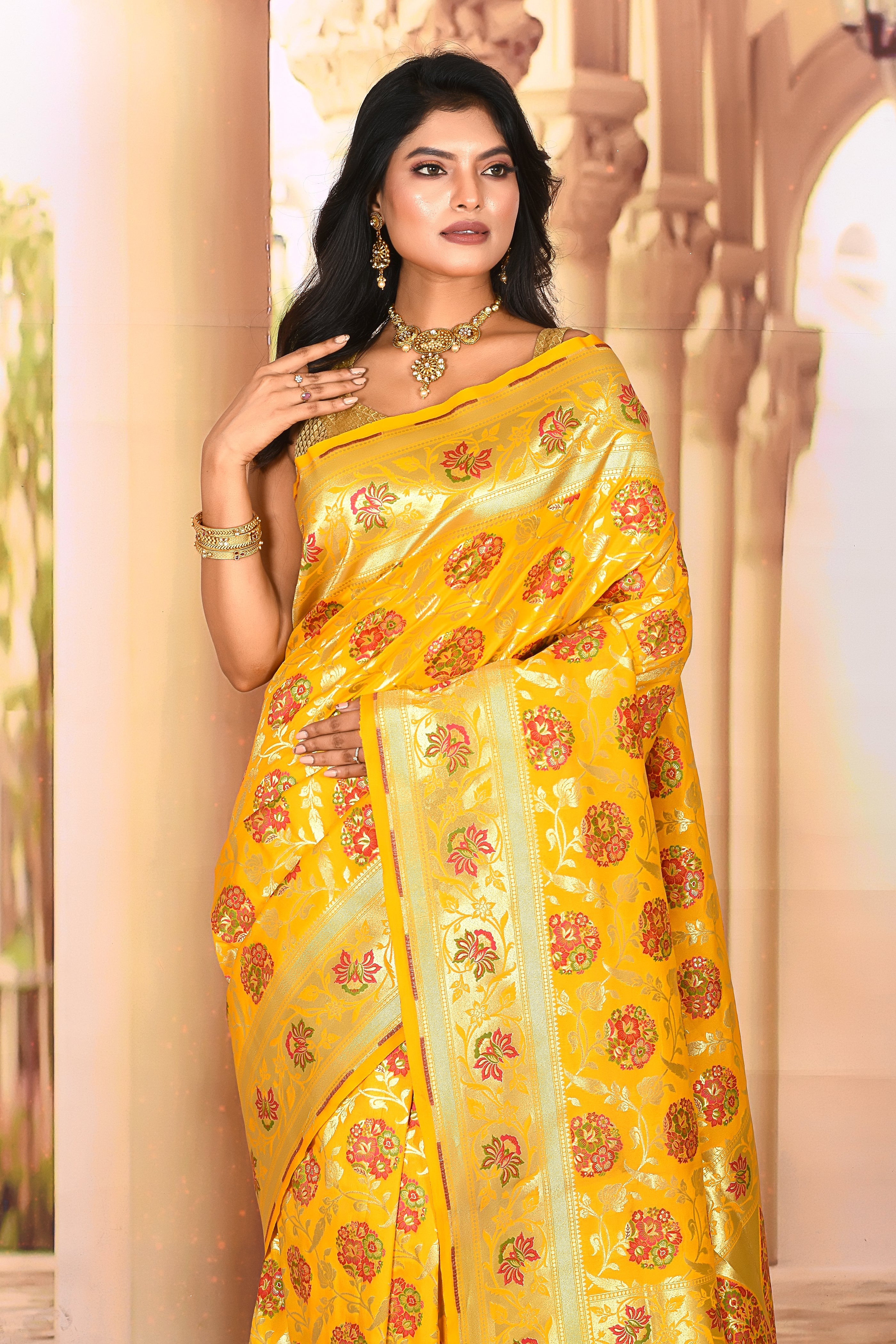 Designer Yellow Semi Silk Saree - Keya Seth Exclusive