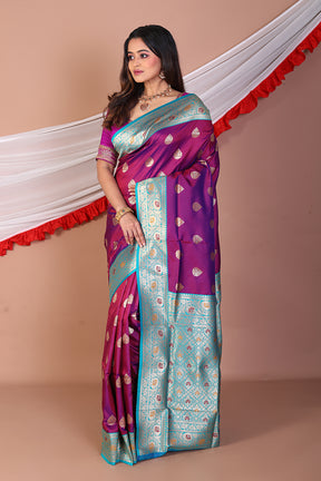 Dual Tone Magenta Blended Mashru Silk - Keya Seth Exclusive