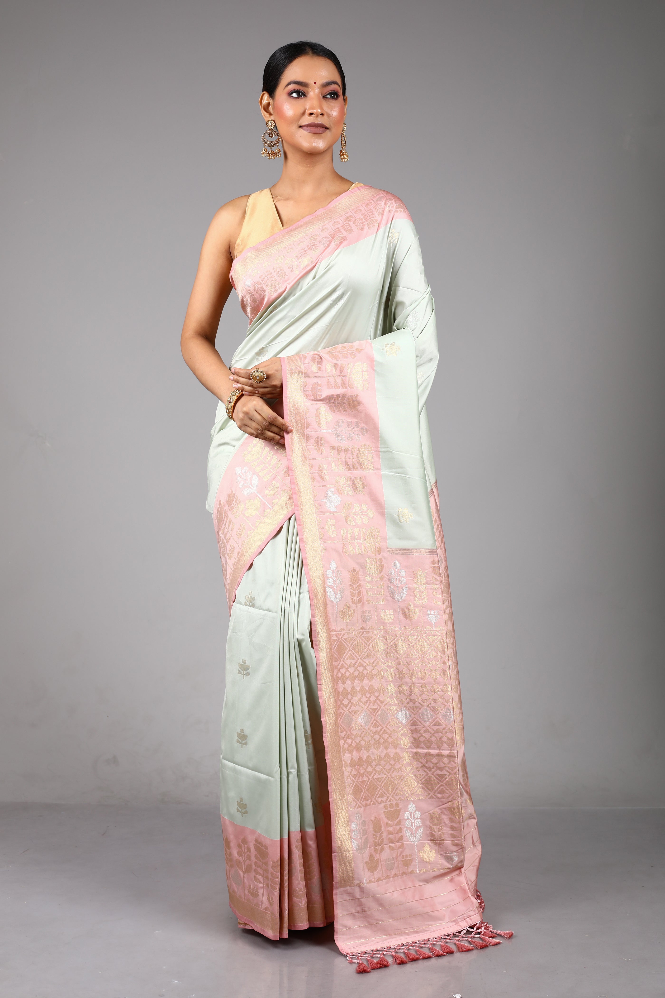 Sea Green Blended Silk Saree