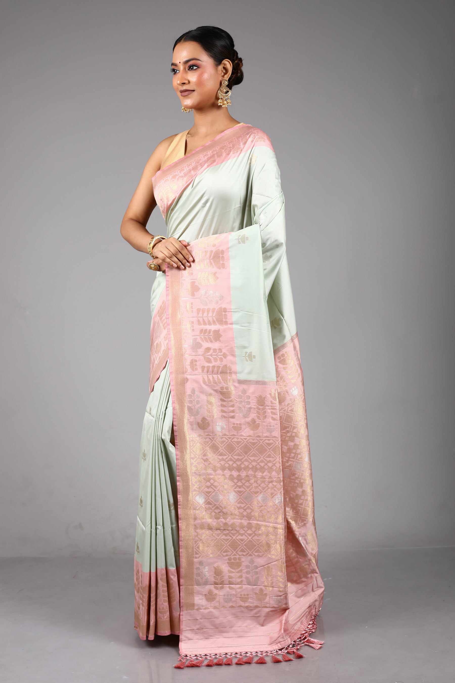 Sea Green Blended Silk Saree