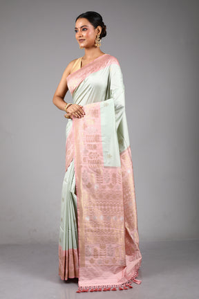Sea Green Blended Silk Saree