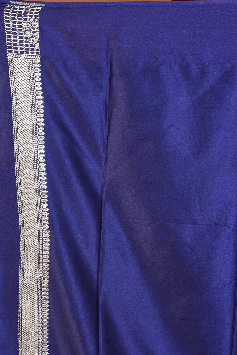 Navy Blue Blended Katan Saree - Keya Seth Exclusive