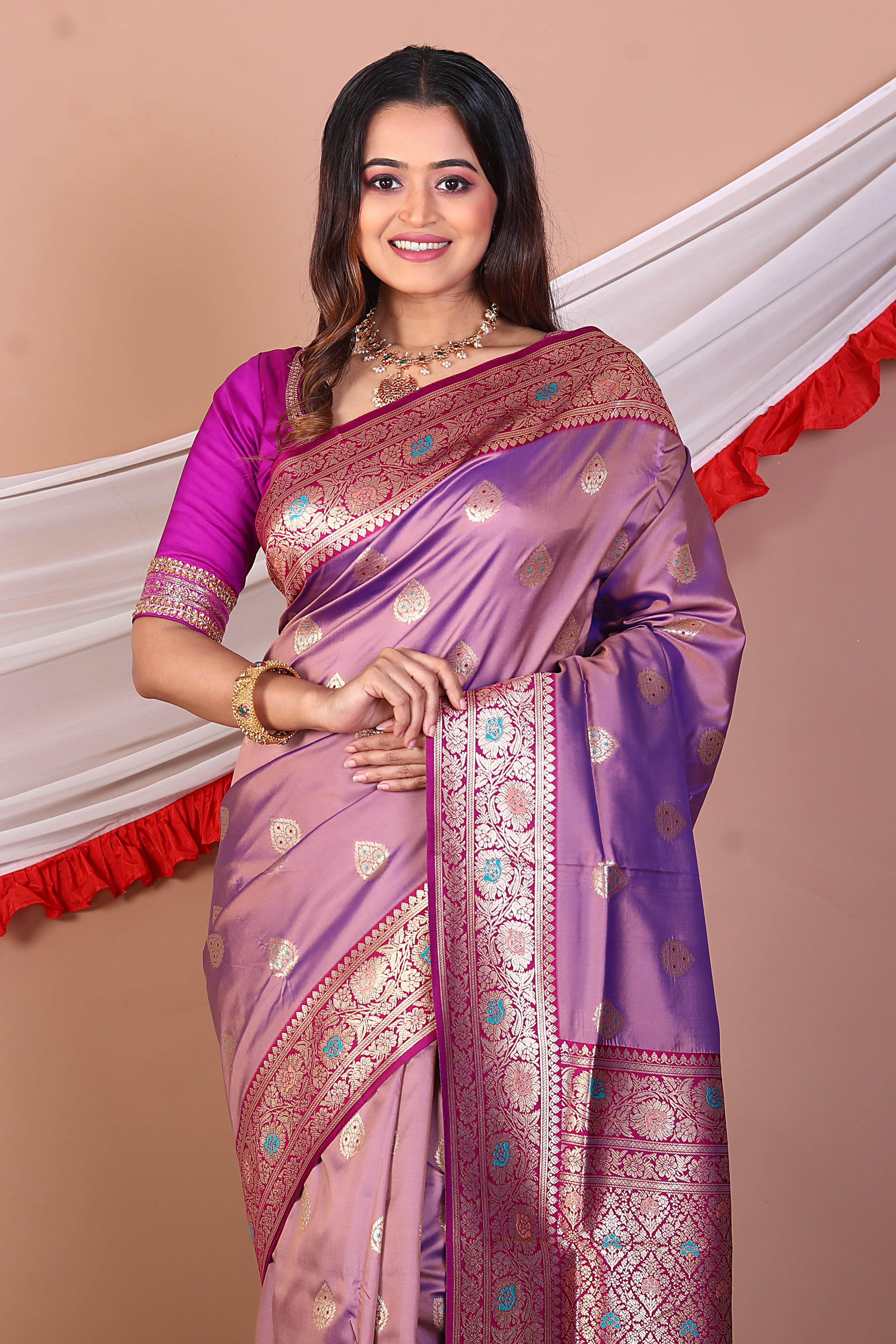 Dual Tone Lavender Blended Mashru Silk - Keya Seth Exclusive
