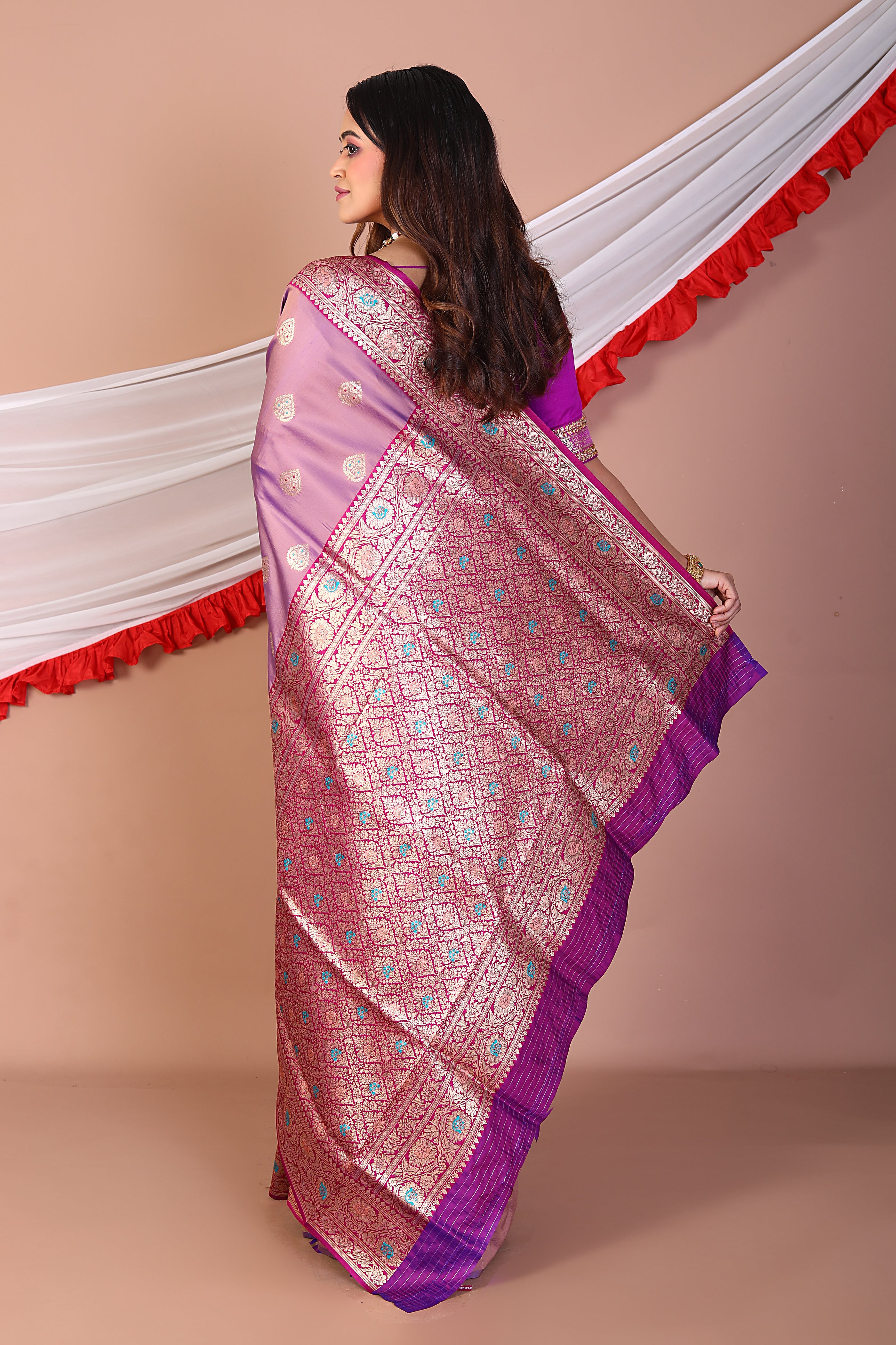 Dual Tone Lavender Blended Mashru Silk - Keya Seth Exclusive