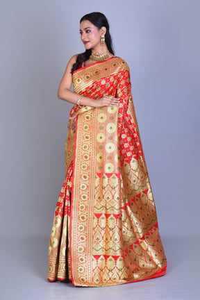 Red Meenakari Banarasi Saree with Blouse Piece - Keya Seth Exclusive