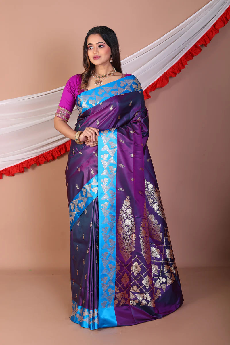 Violet Blended Mashru Silk - Keya Seth Exclusive