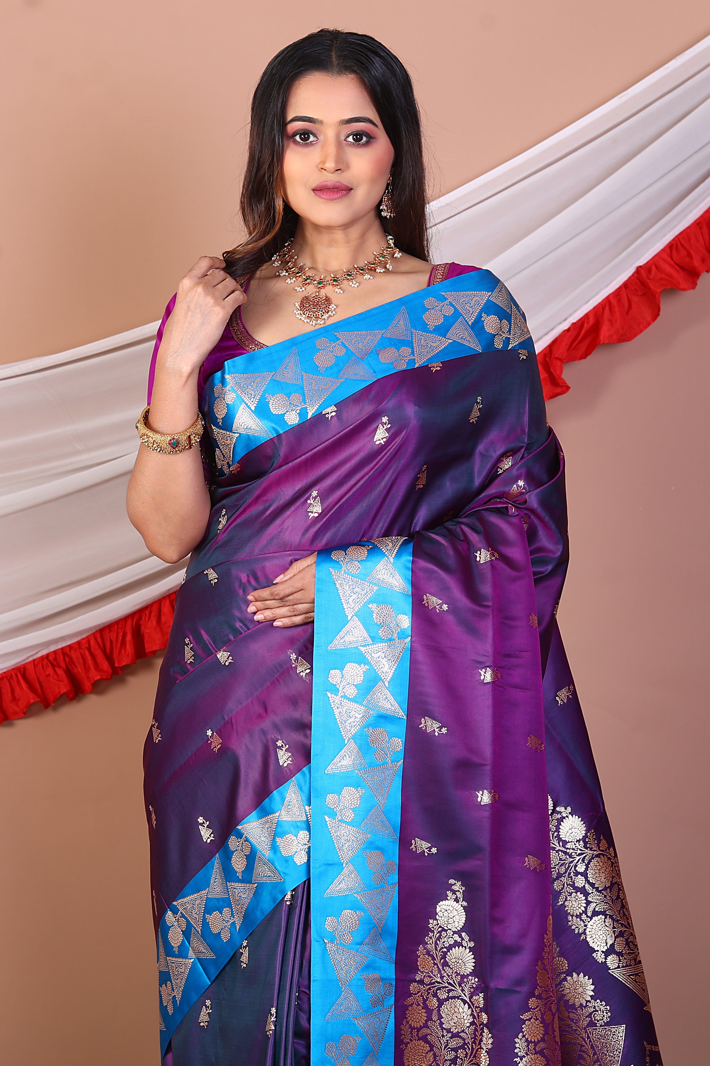 Violet Blended Mashru Silk - Keya Seth Exclusive