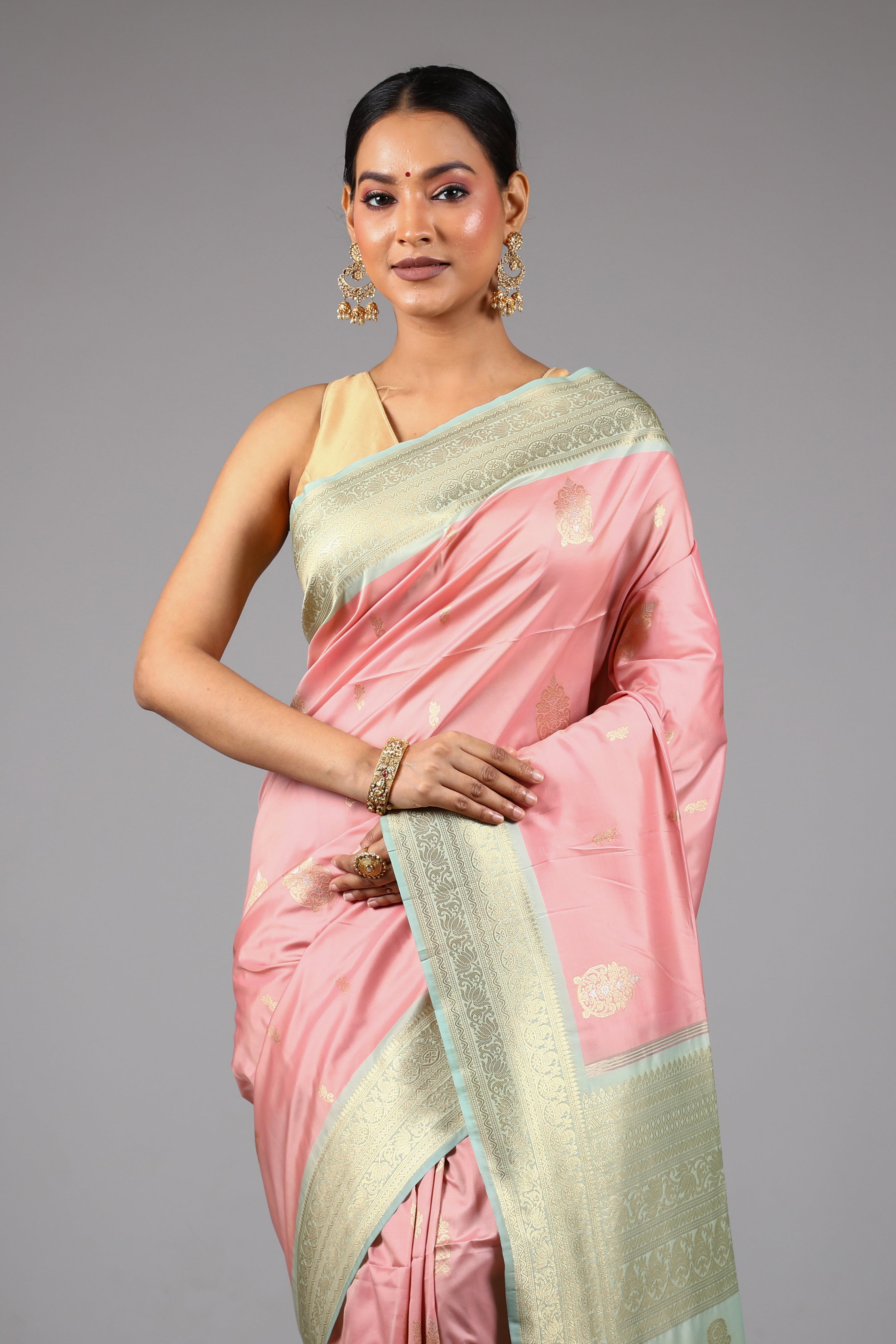 Pink Blended Silk Saree