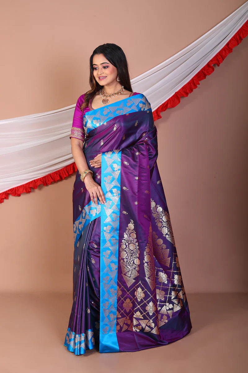 Violet Blended Mashru Silk - Keya Seth Exclusive