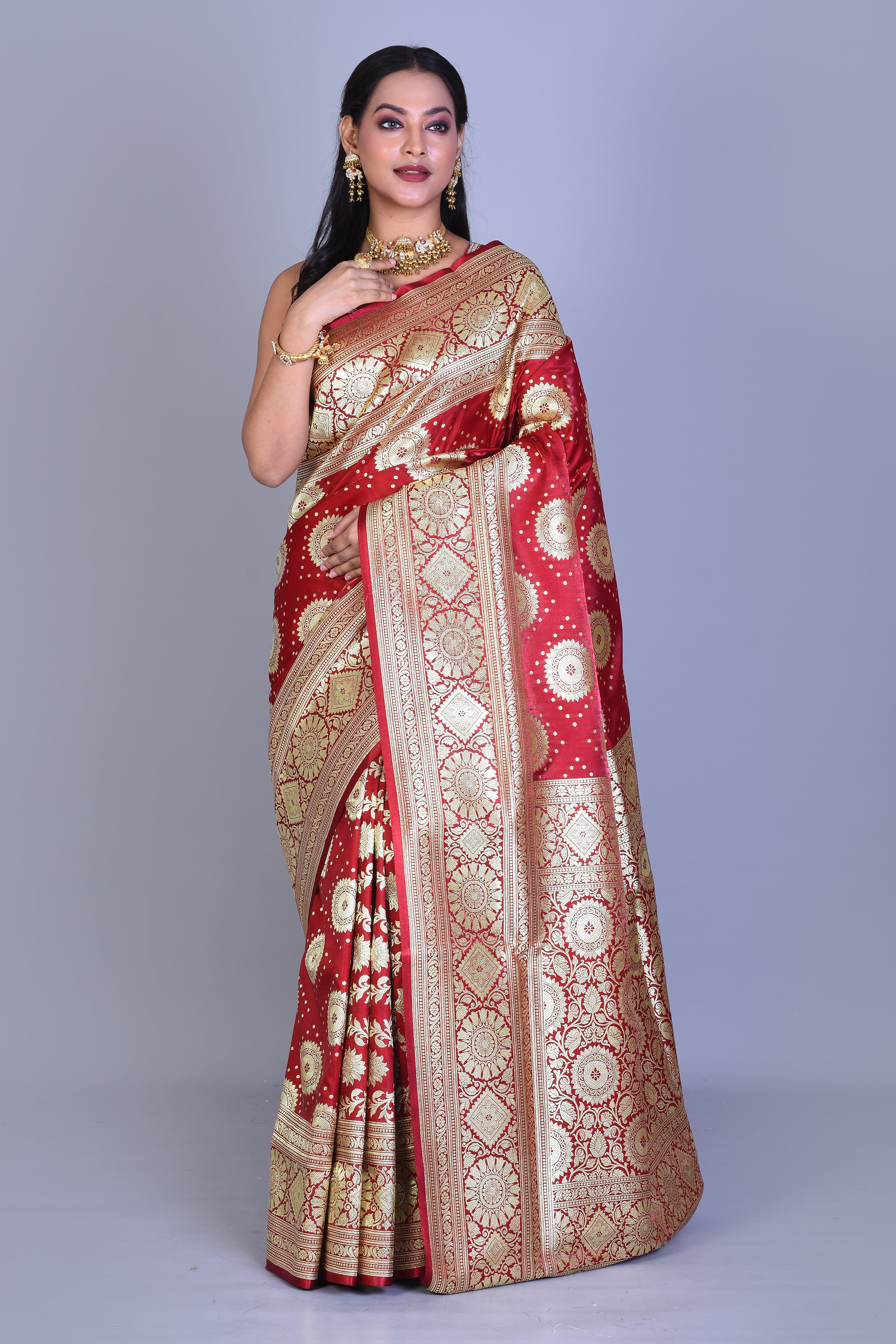 Red Banarasi Saree with Blouse Piece - Keya Seth Exclusive