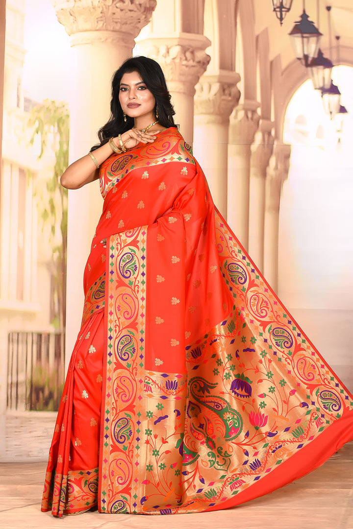 Designer Red Semi Silk Saree