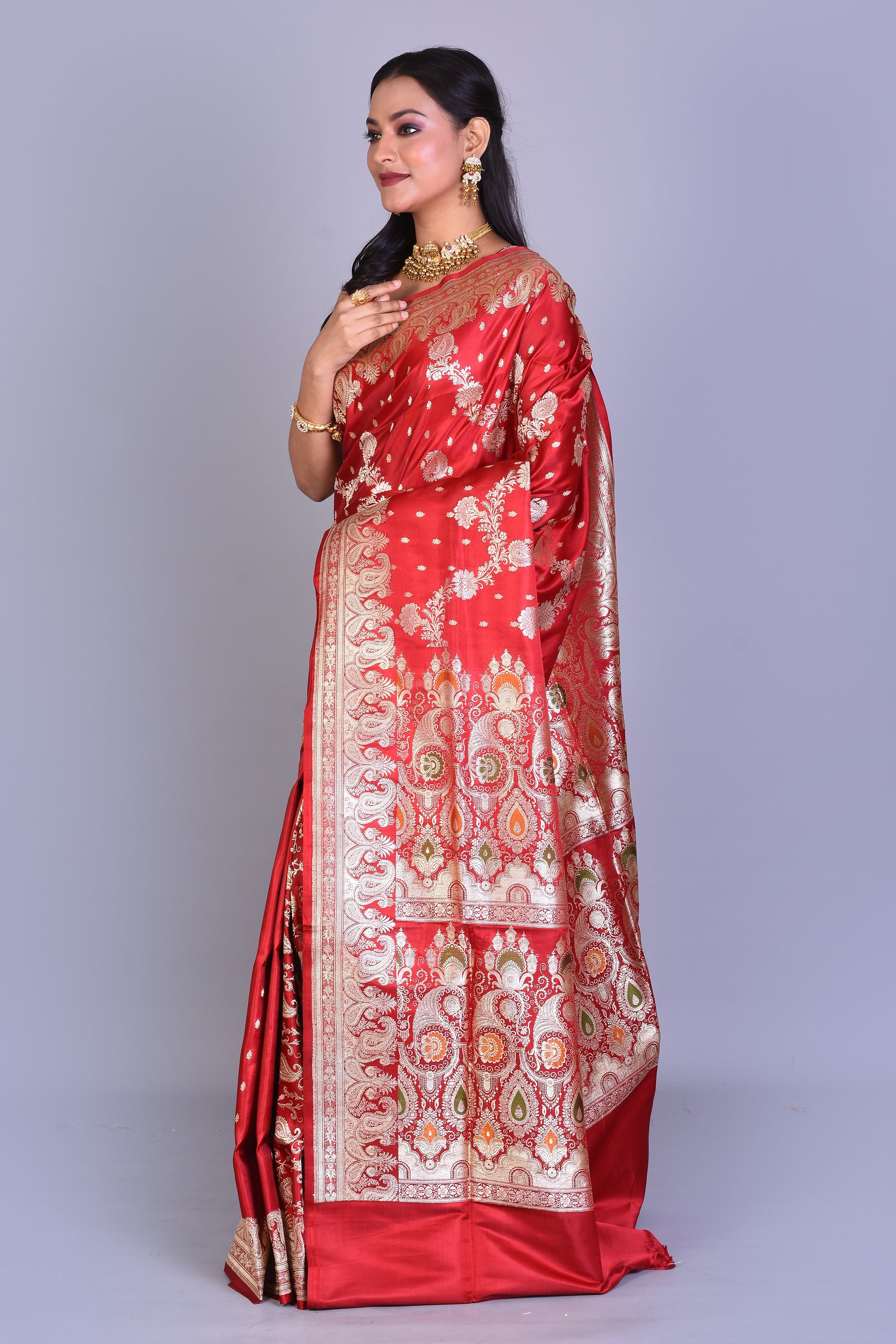 Red Pure Banarasi Saree with Blouse Piece - Keya Seth Exclusive