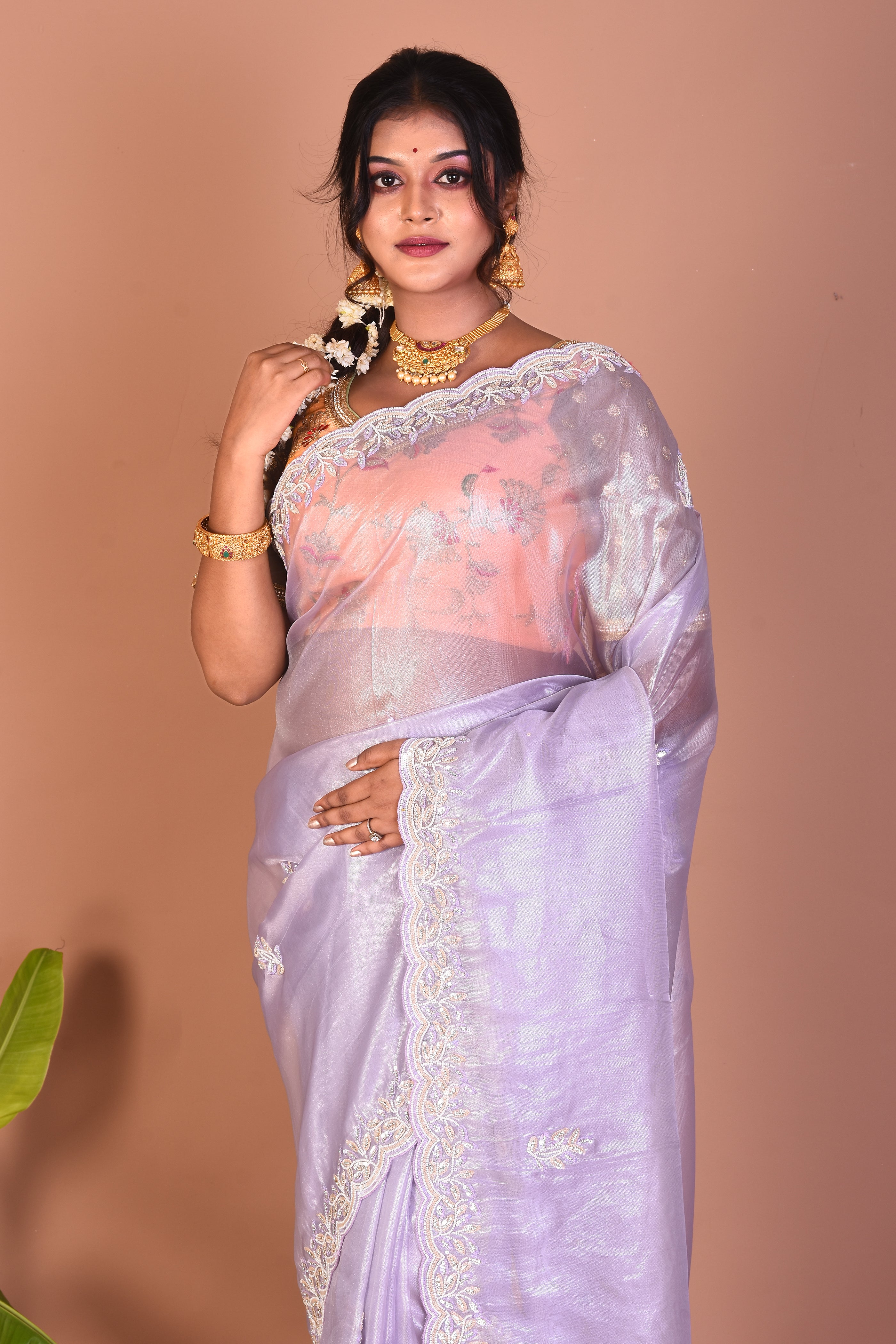 Mauve Pure Organza Saree - Keya Seth Exclusive