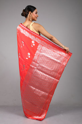 Red Blended Katan Silk Saree
