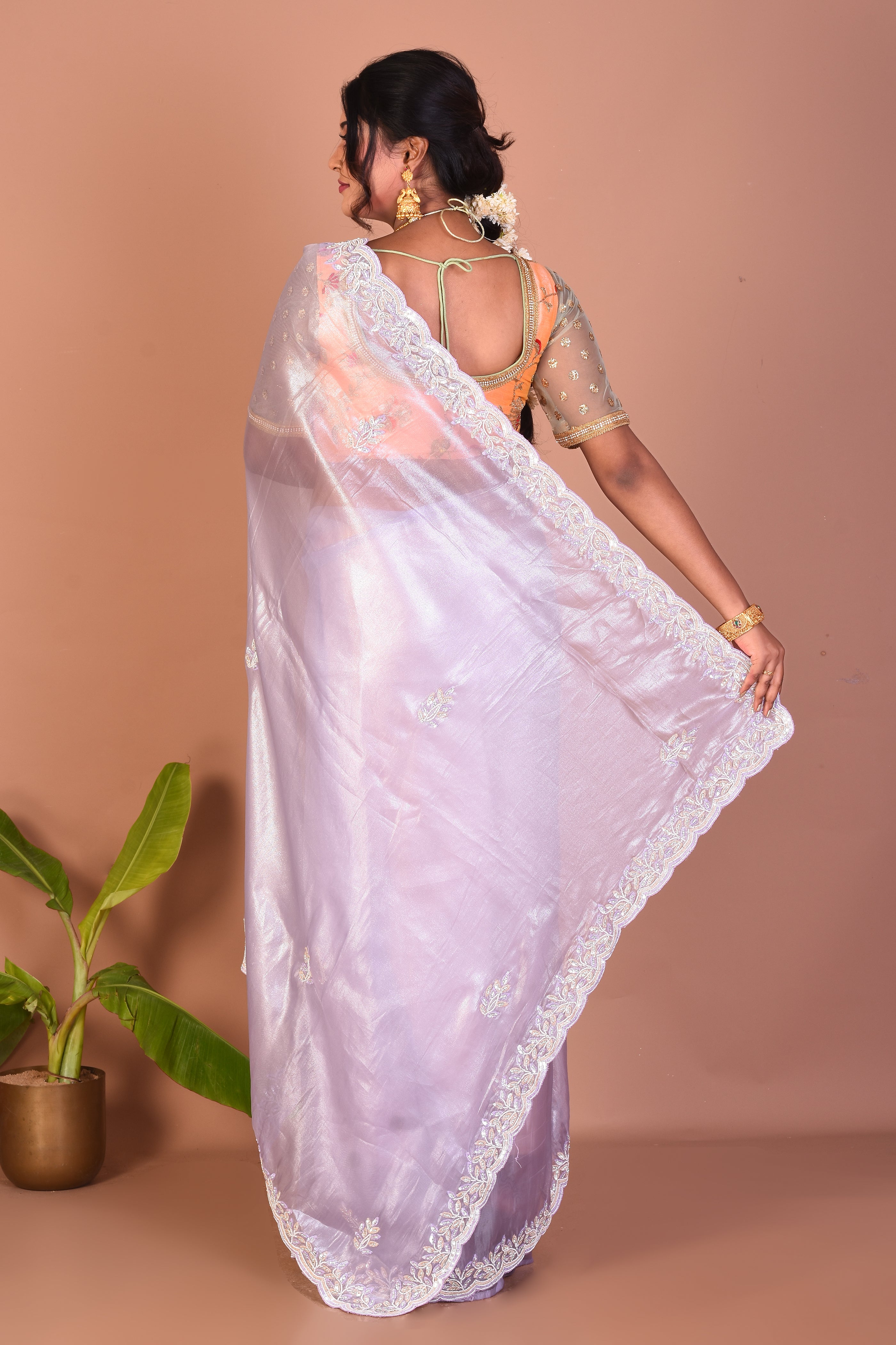 Mauve Pure Organza Saree - Keya Seth Exclusive
