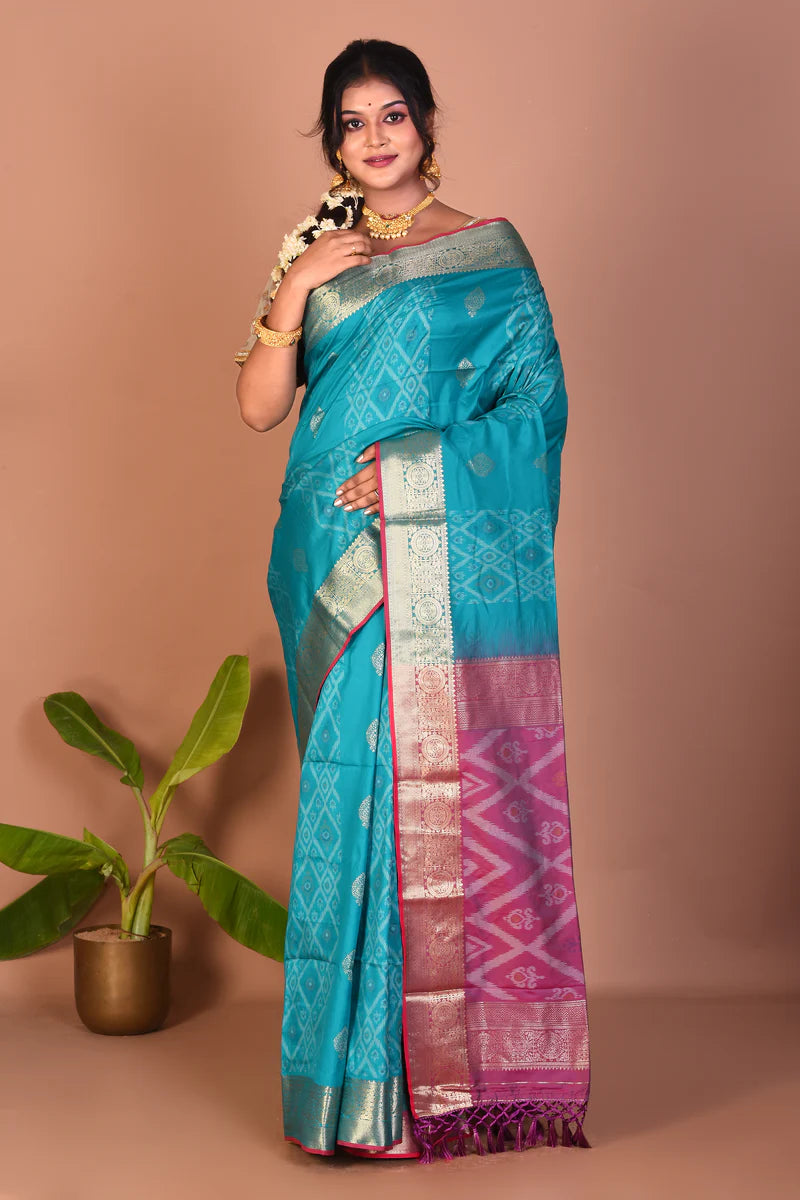 Rama Green Blended Handloom Saree - Keya Seth Exclusive