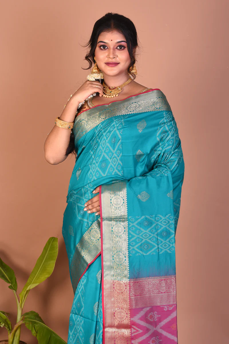 Rama Green Blended Handloom Saree - Keya Seth Exclusive