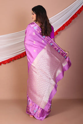 Mauve Blended Mashru Silk Saree - Keya Seth Exclusive