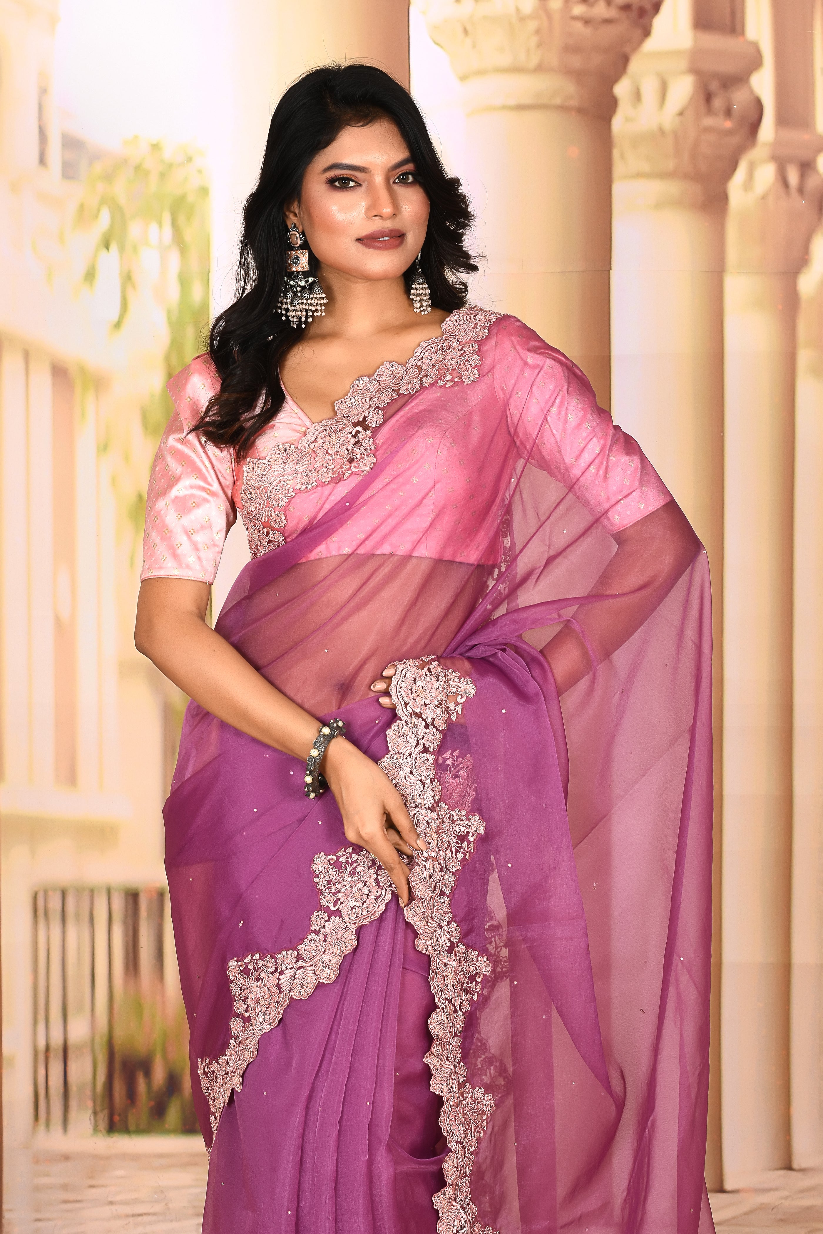 Mauve Jimmy Choo Saree - Keya Seth Exclusive