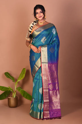 Blue Blended Handloom Saree - Keya Seth Exclusive