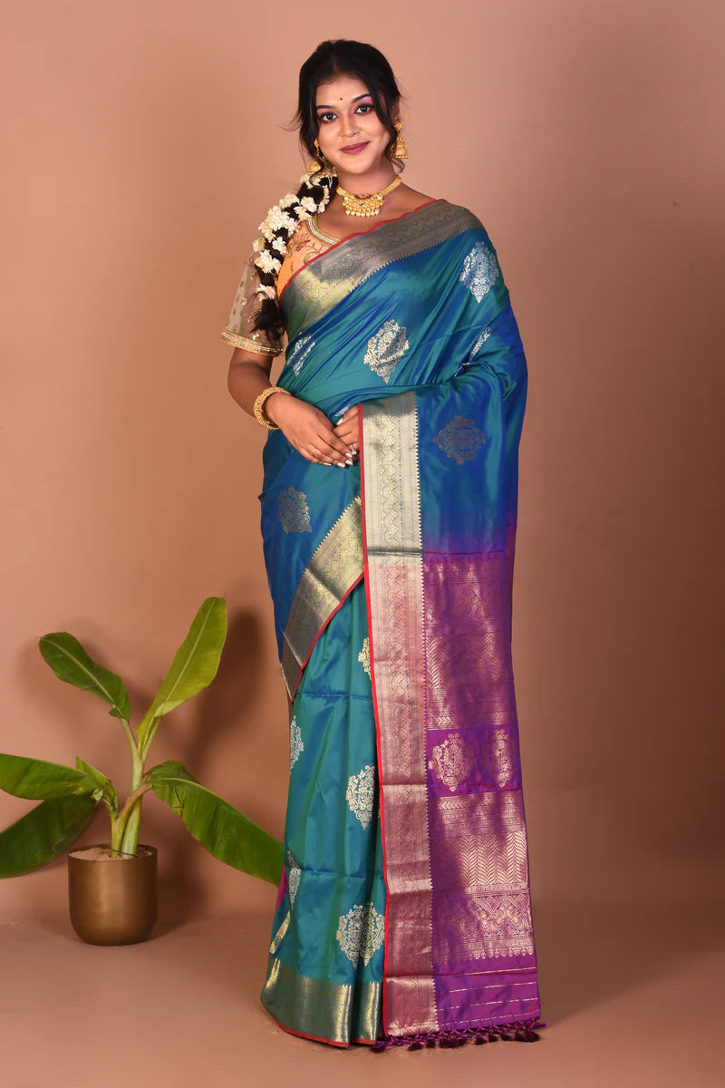 Blue Blended Handloom Saree - Keya Seth Exclusive