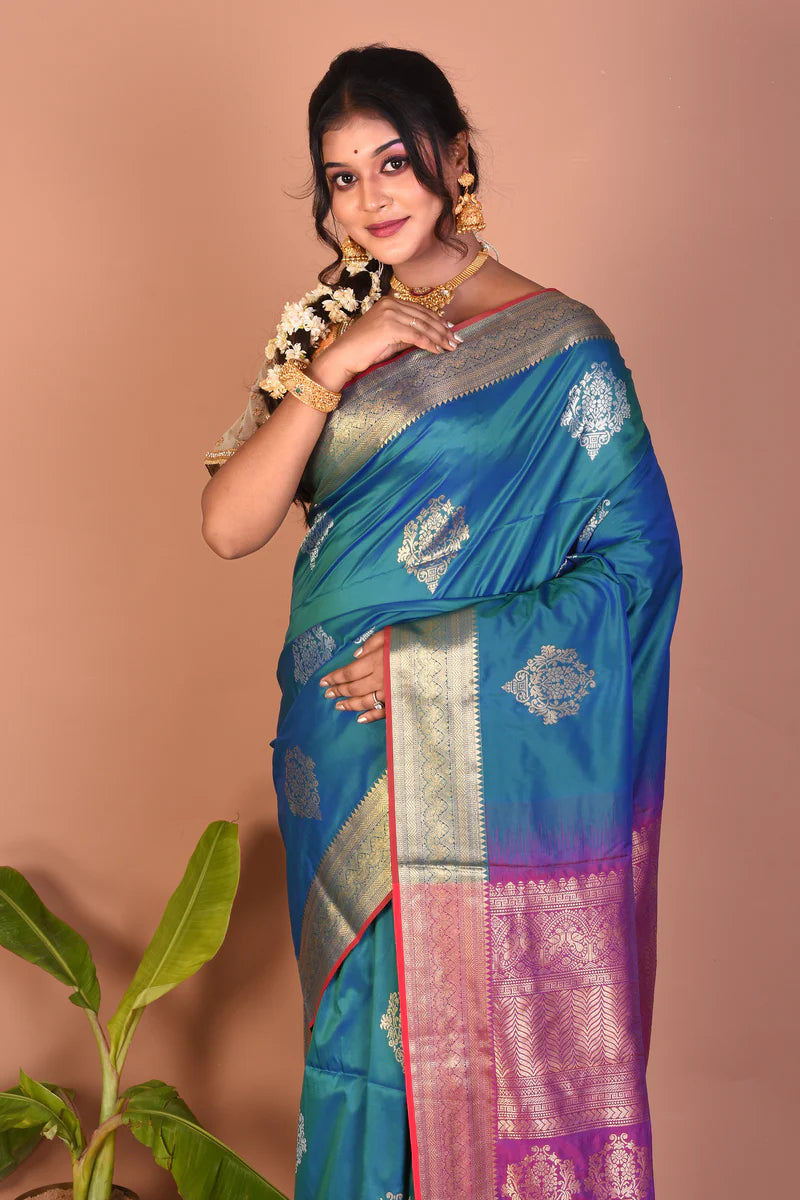 Blue Blended Handloom Saree - Keya Seth Exclusive