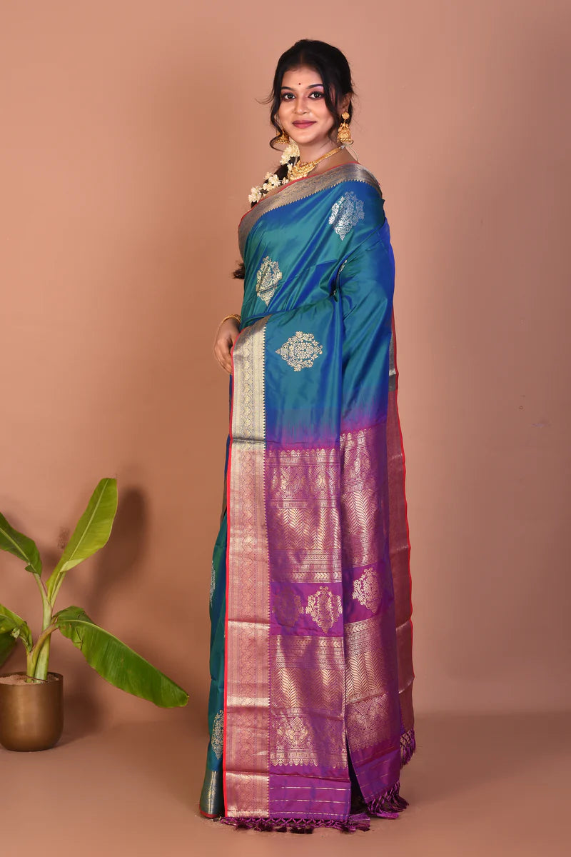 Blue Blended Handloom Saree - Keya Seth Exclusive
