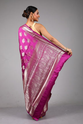 Magenta Pure Chiniya Silk Saree